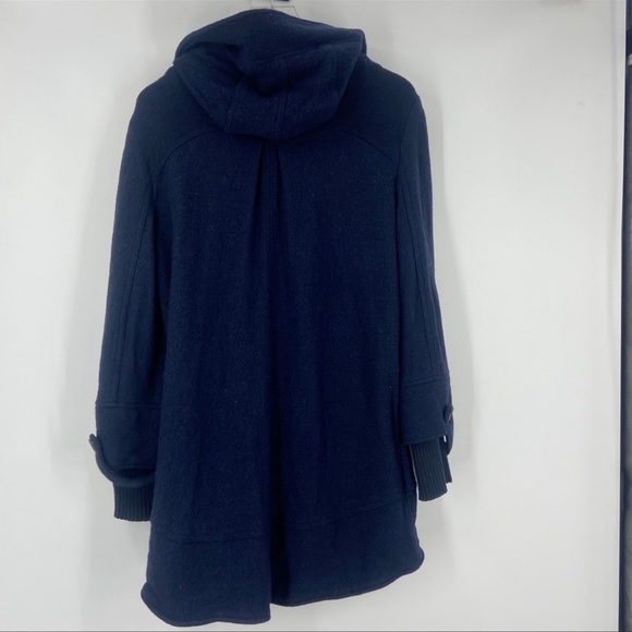 Free People Long Navy Duffle Coat - Picture 3 of 4